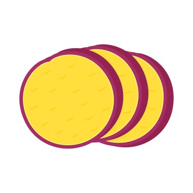 Kızarmış patates dilimi. Kızarmış patates logosu tasarımı. Japon Tatlı Patates.