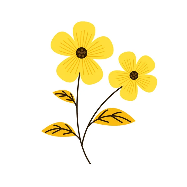 Mimosa Flower Vector Illustration Isolated White Background Yellow Flower — Stock vektor
