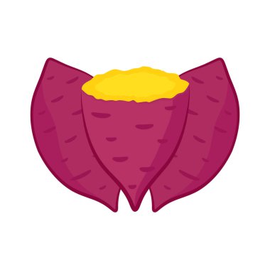 Kızarmış tatlı patates. Kızarmış patates logosu tasarımı. Japon Tatlı Patates.