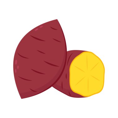 Kızarmış tatlı patates. Kızarmış patates logosu tasarımı. Japon Tatlı Patates.