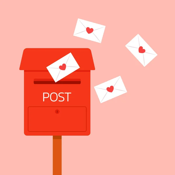 ラブレターベクトル メールボックスベクトル ピンクの背景のメールボックス メールボックスのラブレター — ストックベクタ