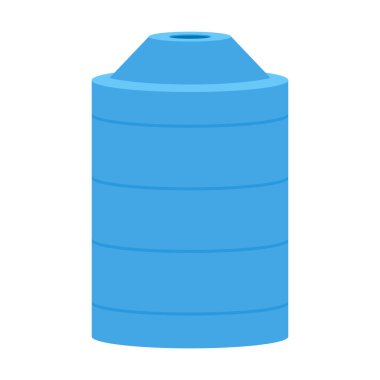 Vektör çizimi. Su için plastik fıçılar. Mavi su tankı. izole.