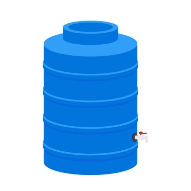 Water tank vector. Tap. Blue water tank on white background.