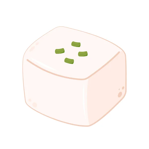 Λευκό Διάνυσμα Τόφου Tofu Στυλ Κινουμένων Σχεδίων Απομονώνονται Λευκό Φόντο — Διανυσματικό Αρχείο