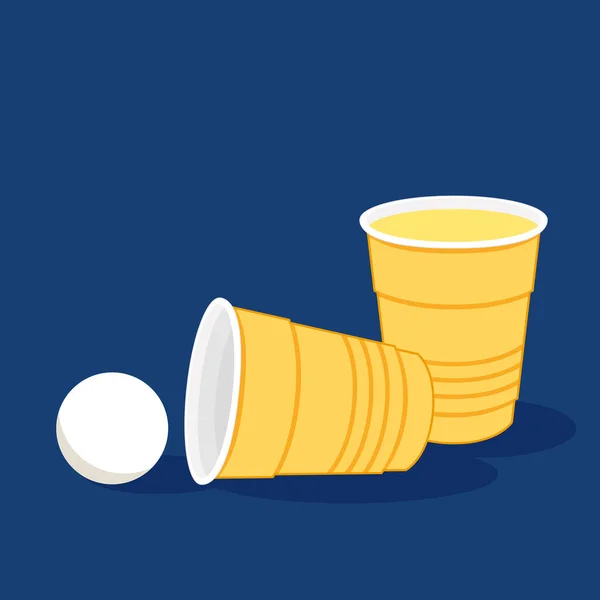 Yellow Beer Cup Cup Vector Wallpaper Vector Illustration Beer Pong — Stock Vector