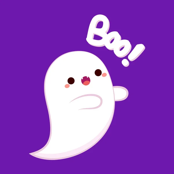 Happy Halloween Party Greeting Card Cute Ghost Holidays Cartoon Character — Stock vektor