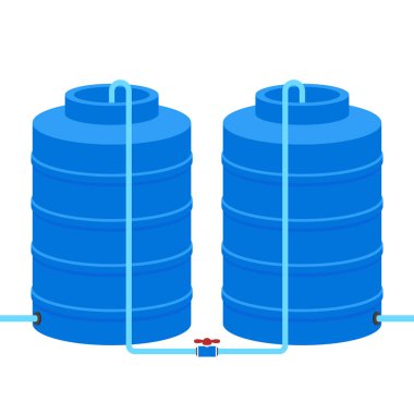 Water tank vector. Tap. Blue water tank on white background.