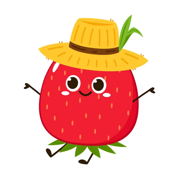 Strawberry Character Design Strawberry White Background — Stock Vector