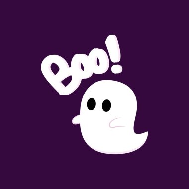 Tatlı hayaletli Cadılar Bayramı tebrik kartın kutlu olsun. Tatil çizgi film karakteri. Şeker mi şaka mı? Cadılar Bayramı çizgi filmi. Yuh! Pankart.