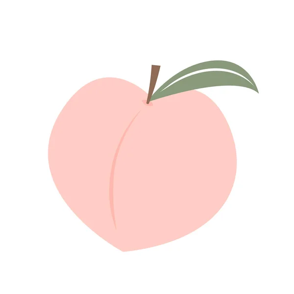 Pfirsich Cartoon Vektor Doodle Pfirsich Mit Blättern Symbol Pfirsichfrucht Herzform — Stockvektor