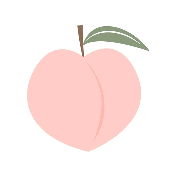桃子卡通人物 有叶子图标的桃子 在白色的背景下 桃子的心形呈孤立状 天然食品 新鲜水果 — 图库矢量图片