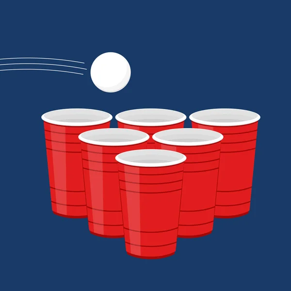 Κόκκινο Ποτήρι Μπύρας Διάνυσμα Ταπετσαρία Εικονογράφηση Διάνυσμα Της Μπύρας Pong — Διανυσματικό Αρχείο