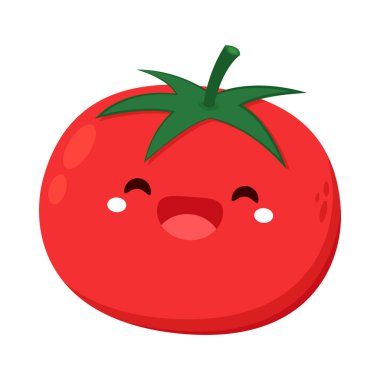 Cute tomato character design. Happy vegetable vector illustration. Cartoon tomato flat design.