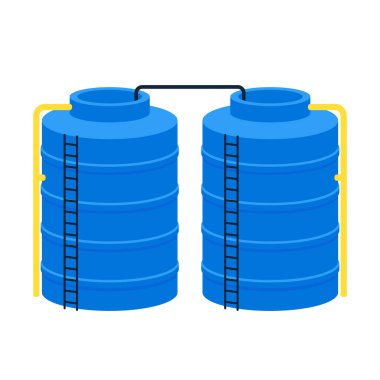 Water tank vector. Tap. Blue water tank on white background.