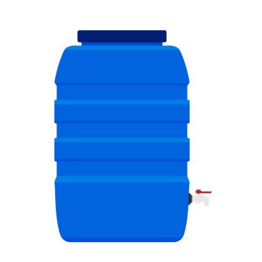 Water tank vector. Tap. Blue water tank on white background.