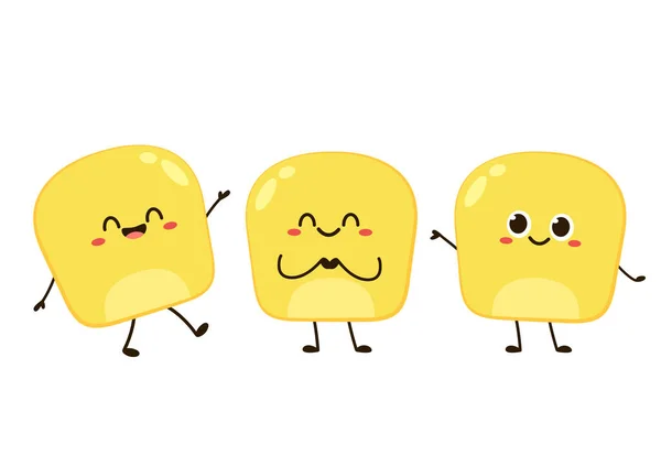 Maiskernmaskottchen Lebensmittel Cartoon Illustration Mit Verschiedenen Gesichtsausdrücken Und Posen Isoliert — Stockvektor