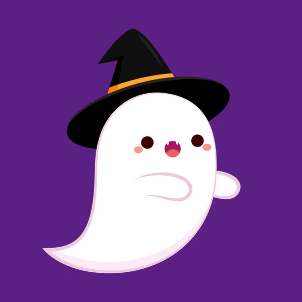 Fantasma Bonito Flutuando Com Cesta Abóbora Halloween Para Doce Truque —  Vetores de Stock