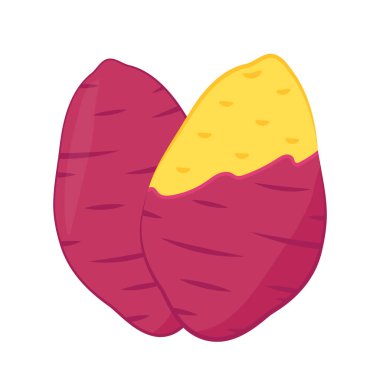 Kızarmış tatlı patates. Kızarmış patates logosu tasarımı. Japon Tatlı Patates.