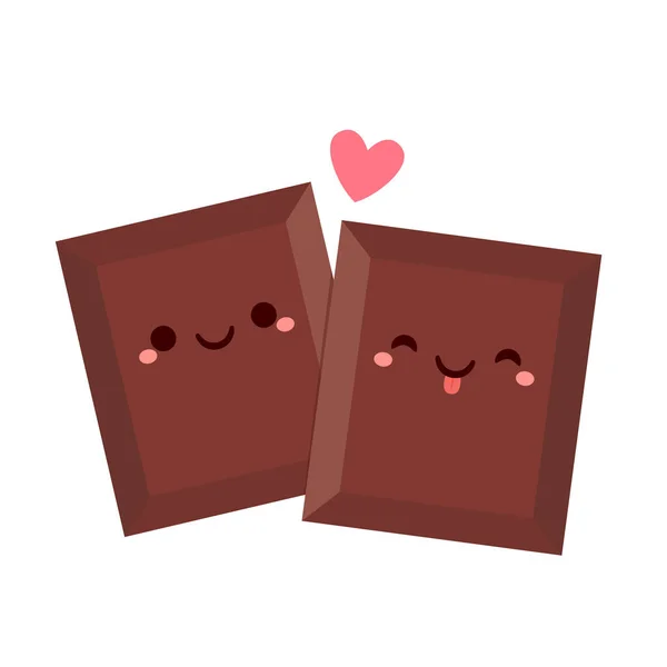 Χαριτωμένος Και Αστείος Χαρακτήρας Σοκολάτας Σοκολάτα Μασκότ Διάνυσμα Καρδιάς — Διανυσματικό Αρχείο