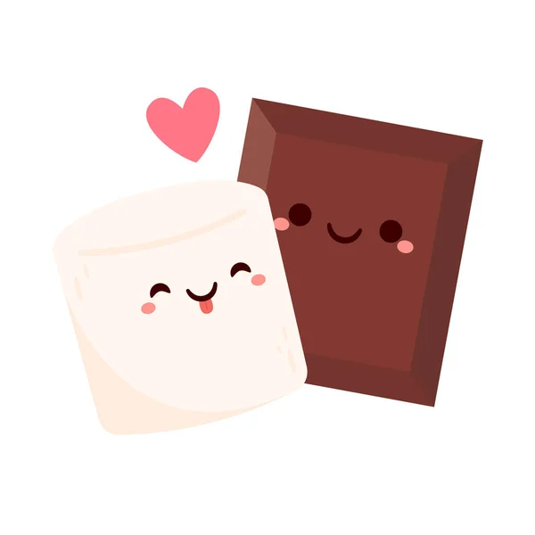 Marshmallow Chocolate Cartoon Dessert Cartoon Vector Cute Marshmallow Chocolate Mascot — Wektor stockowy