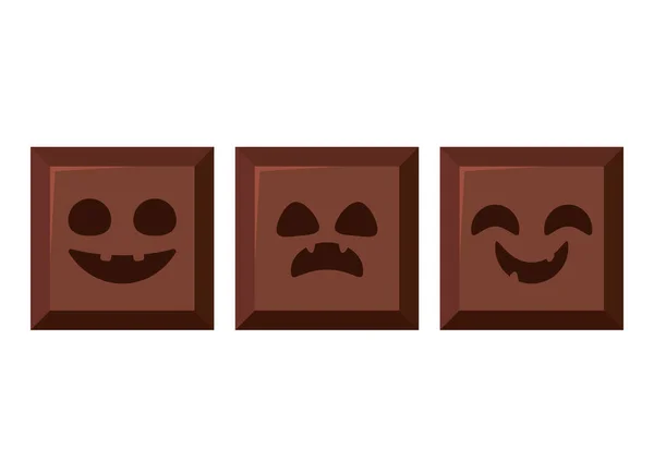 Χαριτωμένο Αποκριάτικο Πρόσωπο Κολοκύθας Στη Σοκολάτα Μπαρ Διάνυσμα Εικονογράφηση Αποκριάτικο — Διανυσματικό Αρχείο