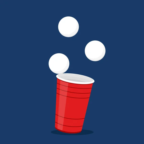 Red Beer Cup Cup Vector Wallpaper Vector Illustration Beer Pong — ストックベクタ