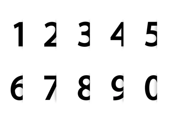 Siffror Skuggan Vit Bakgrund Antal Inställda — Stock vektor