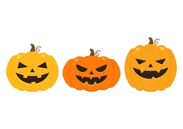 Pumpkin Head Set Cute Scary Halloween Pumpkin Monster Set Holidays — Stock vektor