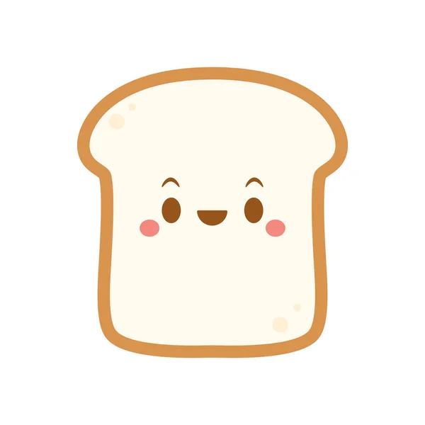 Brotcharakter Design Nette Lustige Brot Toast Charakter Vector Flache Linie — Stockvektor