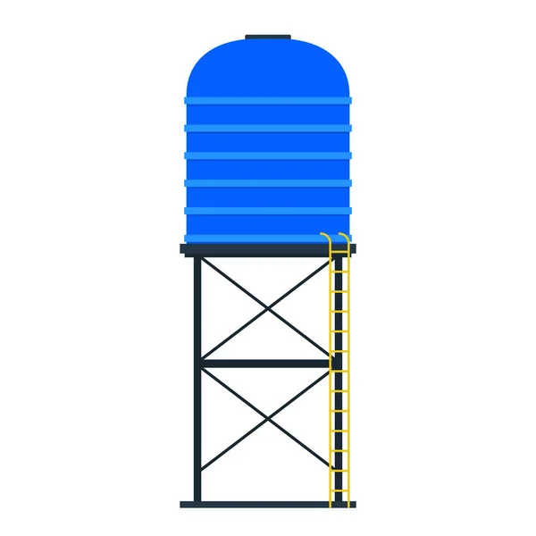 Water Tank Vector Tap Blue Water Tank White Background — Vetor de Stock