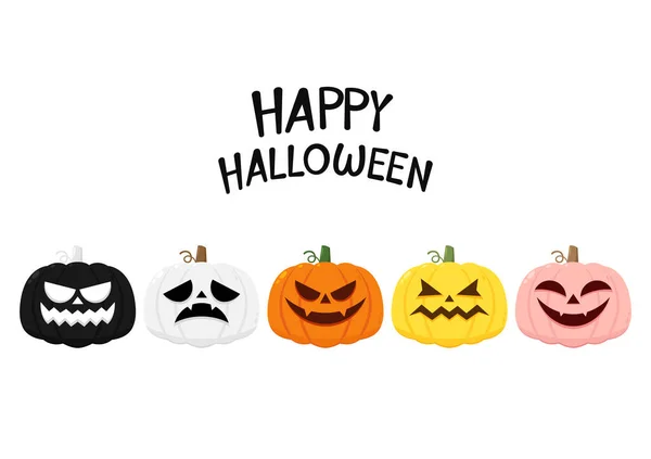 Pumpkin Head Set Cute Scary Halloween Pumpkin Monster Set Holidays — Wektor stockowy