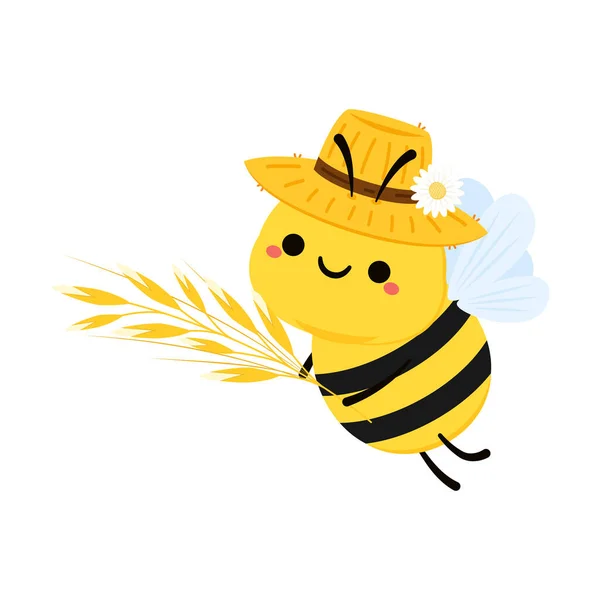 Мила Дружня Бджола Мультфільм Щасливий Політ Символ Комах Вектор Ізольовано — стоковий вектор