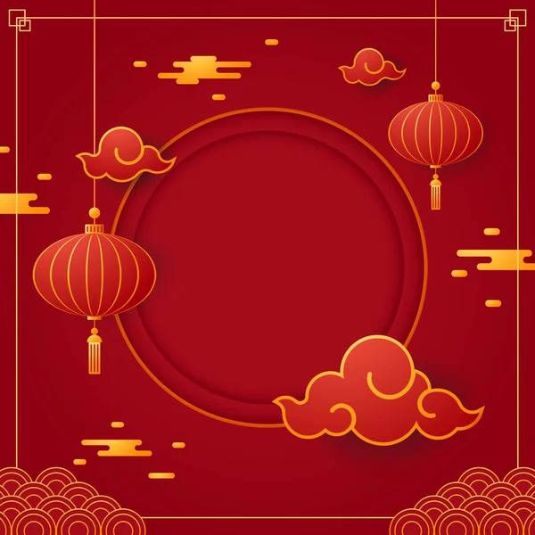 Happy Chinese New Year 2024 Chinese New Year Banner Circle — ストックベクタ