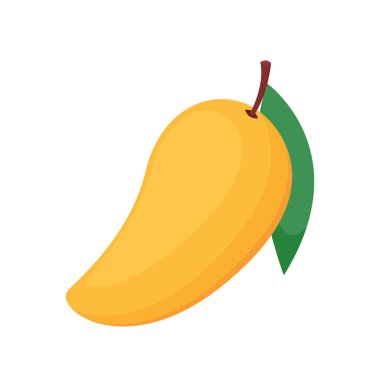 Beyaz arka planda mango. Logo tasarımı. Mango karikatür vektörü. Mango izole edildi.