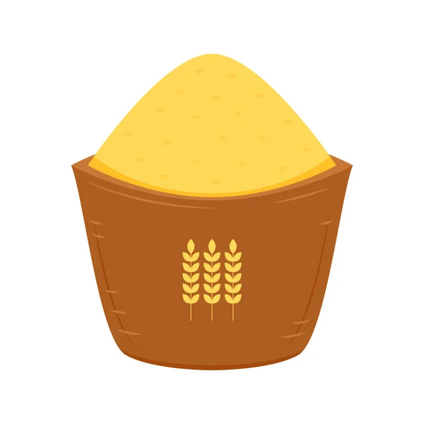Rice Sack Cartoon Vector Rice Bag Basket Symbol Paddy Vector — Stock Vector