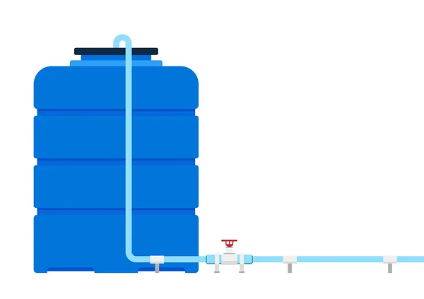 Water Tank Vector Tap Blue Water Tank White Background — Archivo Imágenes Vectoriales