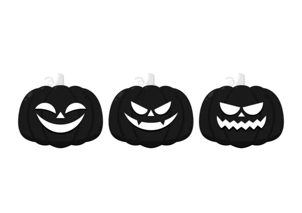 Tête Citrouille Noire Mignon Effrayant Monstre Citrouille Halloween Vacances Personnage — Image vectorielle