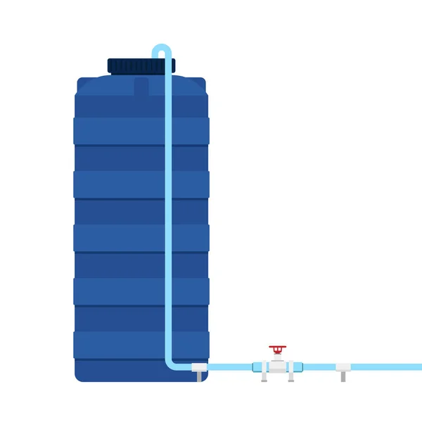 Water Tank Vector Tap Blue Water Tank White Background — Διανυσματικό Αρχείο