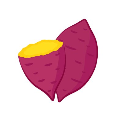 Kızarmış tatlı patates. Kızarmış patates logosu tasarımı. Japon Tatlı Patates.