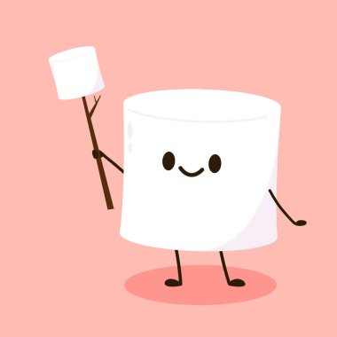 White Marshmallow cartoon. marshmallow character design. Marshmallow vector.