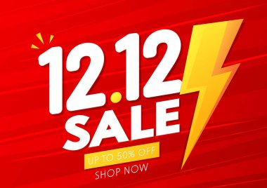 Satış Banner Promosyon Şablonu. Özel gün 12.12 Alışveriş Günü posteri. Geçen ayın 12.12 'sinde online satış.