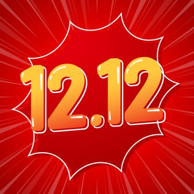 Satış Banner Promosyon Şablonu. Özel gün 12.12 Alışveriş Günü posteri. Geçen ayın 12.12 'sinde online satış.