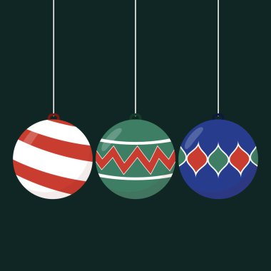 Merry Christmas poster. Merry Christmas greeting card, Christmas balls, vector illustration.