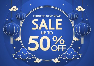 Çin yeni yıl indirimi afişi. Mutlu Çin Yeni Yılı 2024. Çin Yeni Yıl Satış Şablonu.