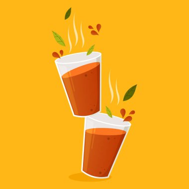 Hint sıcak içecek vektörü. Hint chai ikonu. Chai, Hint içkisidir. Kerala çay dükkanının illüstrasyon vektörü. Hint Kerala yol kenarı. Kerala çay dükkanı çizimi. Kerala Eski.