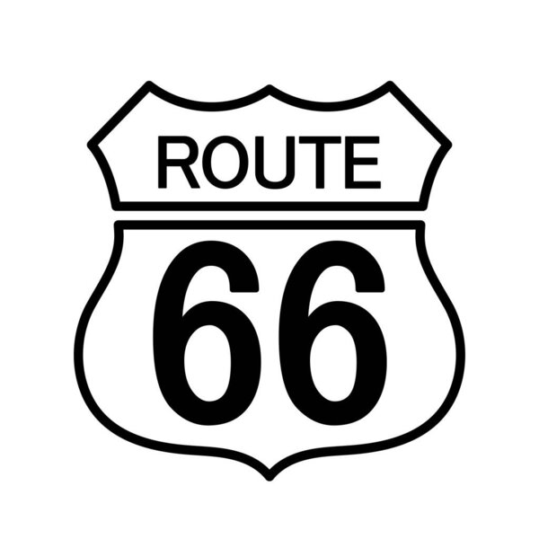 US route 66 sign, shield sign with route number and text, vector illustration. US route 66 icon vector.