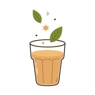 Hint sıcak içecek vektörü. Hint chai ikonu. Chai, Hint içkisidir. Kerala çay dükkanının illüstrasyon vektörü. Hint Kerala yol kenarı. Kerala çay dükkanı çizimi. Kerala Eski.