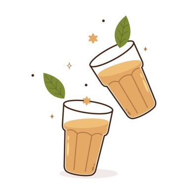 Hint sıcak içecek vektörü. Hint chai ikonu. Chai, Hint içkisidir. Kerala çay dükkanının illüstrasyon vektörü. Hint Kerala yol kenarı. Kerala çay dükkanı çizimi. Kerala Eski.