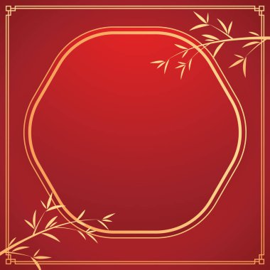 Happy Chinese new year 2024. Chinese new year banner with circle for show product. Greeting card. China frame with lantern on red background.
