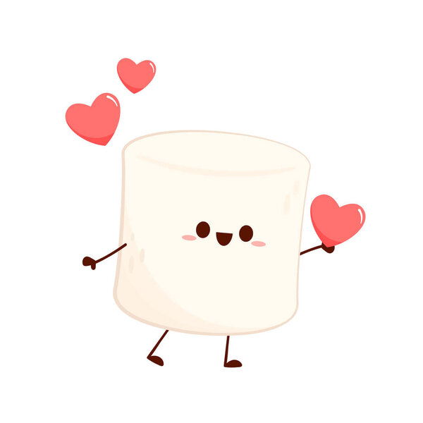 Marshmallow cartoon. marshmallow character design. Marshmallow in valentine's day.